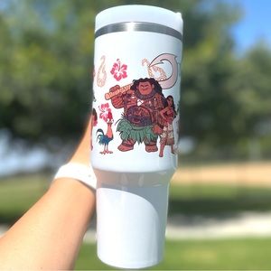 Custom 40 oz Tumbler Walt Disney Moana Maui Heihei Pig Pua Brand new dou…